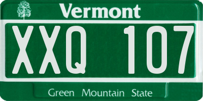 VT license plate XXQ107