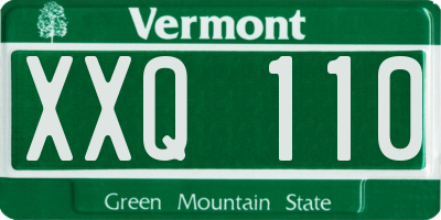 VT license plate XXQ110