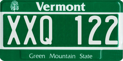 VT license plate XXQ122