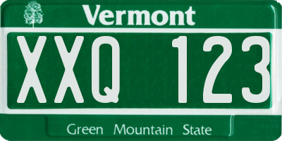 VT license plate XXQ123
