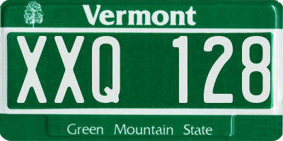 VT license plate XXQ128
