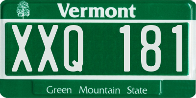 VT license plate XXQ181