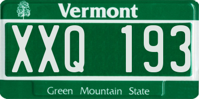 VT license plate XXQ193