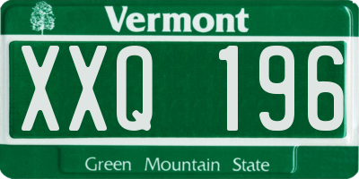 VT license plate XXQ196