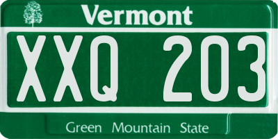 VT license plate XXQ203