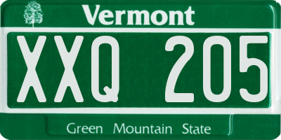 VT license plate XXQ205