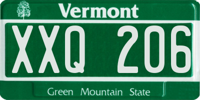 VT license plate XXQ206