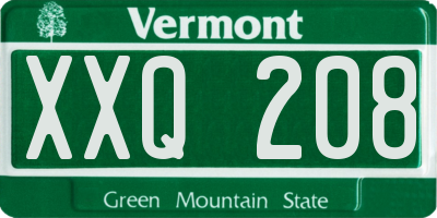 VT license plate XXQ208