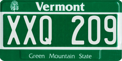 VT license plate XXQ209