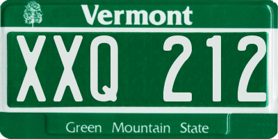 VT license plate XXQ212