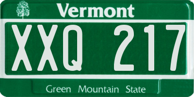 VT license plate XXQ217