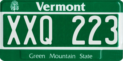 VT license plate XXQ223