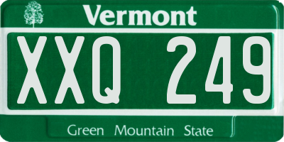 VT license plate XXQ249