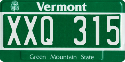 VT license plate XXQ315