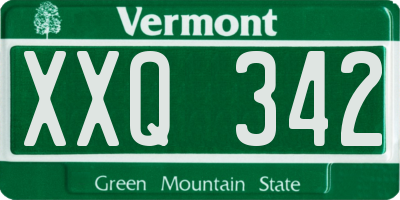VT license plate XXQ342