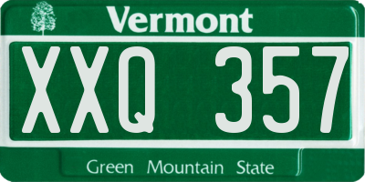 VT license plate XXQ357