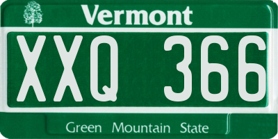 VT license plate XXQ366