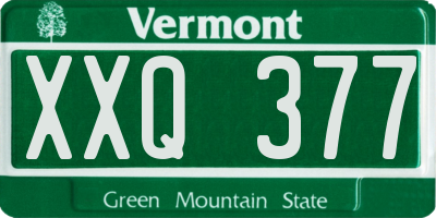 VT license plate XXQ377