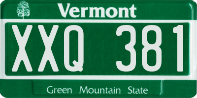 VT license plate XXQ381