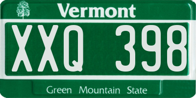 VT license plate XXQ398