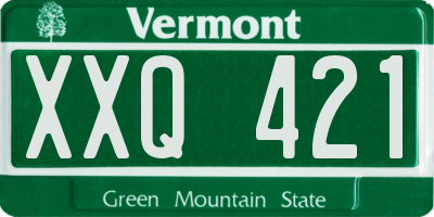 VT license plate XXQ421
