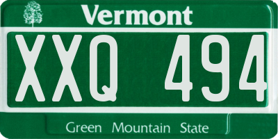 VT license plate XXQ494