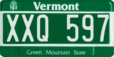 VT license plate XXQ597