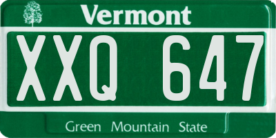 VT license plate XXQ647