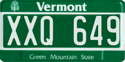 VT license plate XXQ649