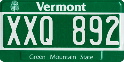VT license plate XXQ892