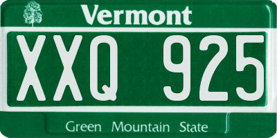 VT license plate XXQ925
