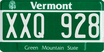 VT license plate XXQ928