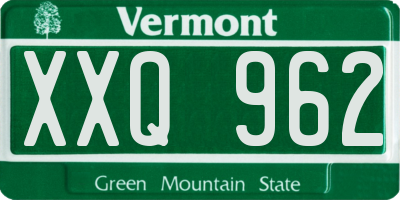 VT license plate XXQ962