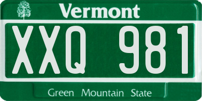 VT license plate XXQ981