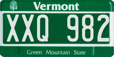 VT license plate XXQ982