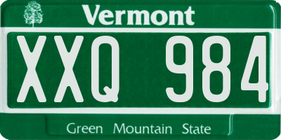 VT license plate XXQ984