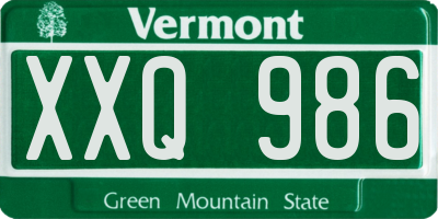 VT license plate XXQ986