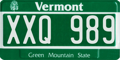 VT license plate XXQ989