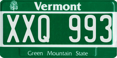 VT license plate XXQ993