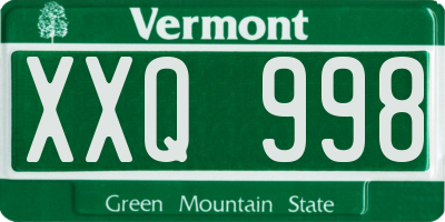 VT license plate XXQ998