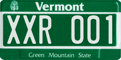 VT license plate XXR001
