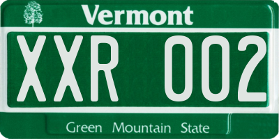 VT license plate XXR002