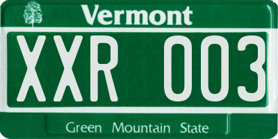 VT license plate XXR003