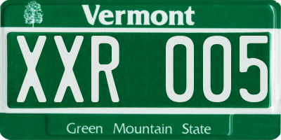 VT license plate XXR005