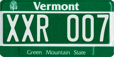 VT license plate XXR007