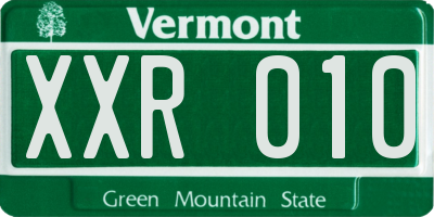 VT license plate XXR010