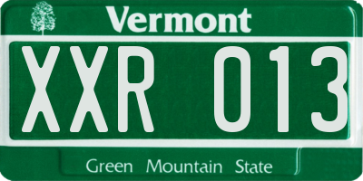 VT license plate XXR013
