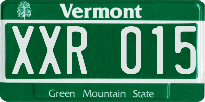 VT license plate XXR015