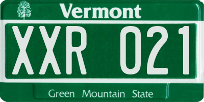 VT license plate XXR021