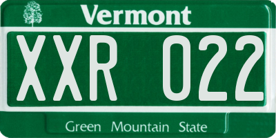 VT license plate XXR022